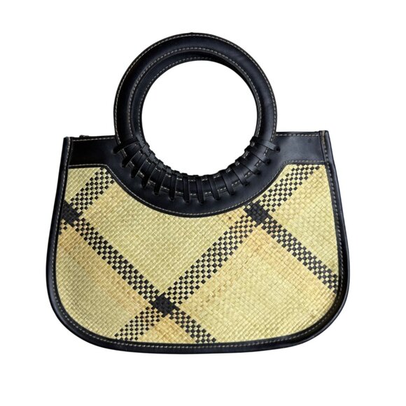 Y2K Woven Natural Straw Mini Handbag With Removeable Crossbody - Picture 3 of 5